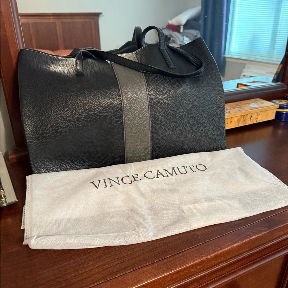 Like New Vince Camuto Black Leather Tote